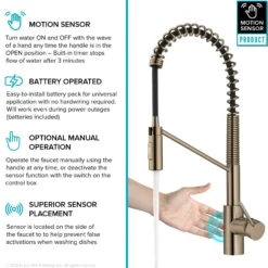 Touchless Sensor Commercial Pull-Down Single Handle Kitchen Faucet with QuickDock™ Top Mount Assembly in Spot Free Antique Champagne Bronze