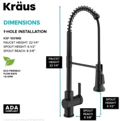 Touchless Sensor Commercial Single Handle Pull Down Kitchen Faucet in Matte Black