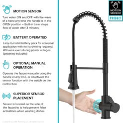 Touchless Sensor Commercial Single Handle Pull Down Kitchen Faucet in Matte Black