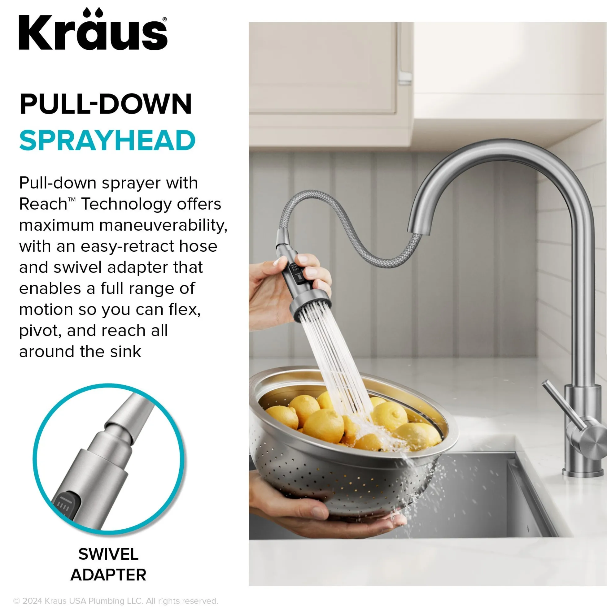 Touchless Sensor 2-Function Single Handle Pull Down Kitchen Faucet in Matte Black