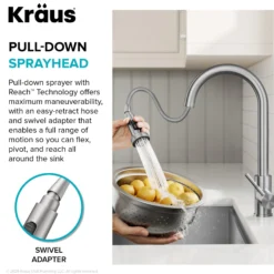 Touchless Sensor 2-Function Single Handle Pull Down Kitchen Faucet in Spot-Free Brushed Brass