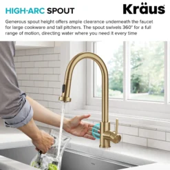 Touchless Sensor 2-Function Single Handle Pull Down Kitchen Faucet in Spot-Free Brushed Brass