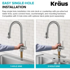 Touchless Sensor 2-Function Single Handle Pull Down Kitchen Faucet in Spot-Free Brushed Brass