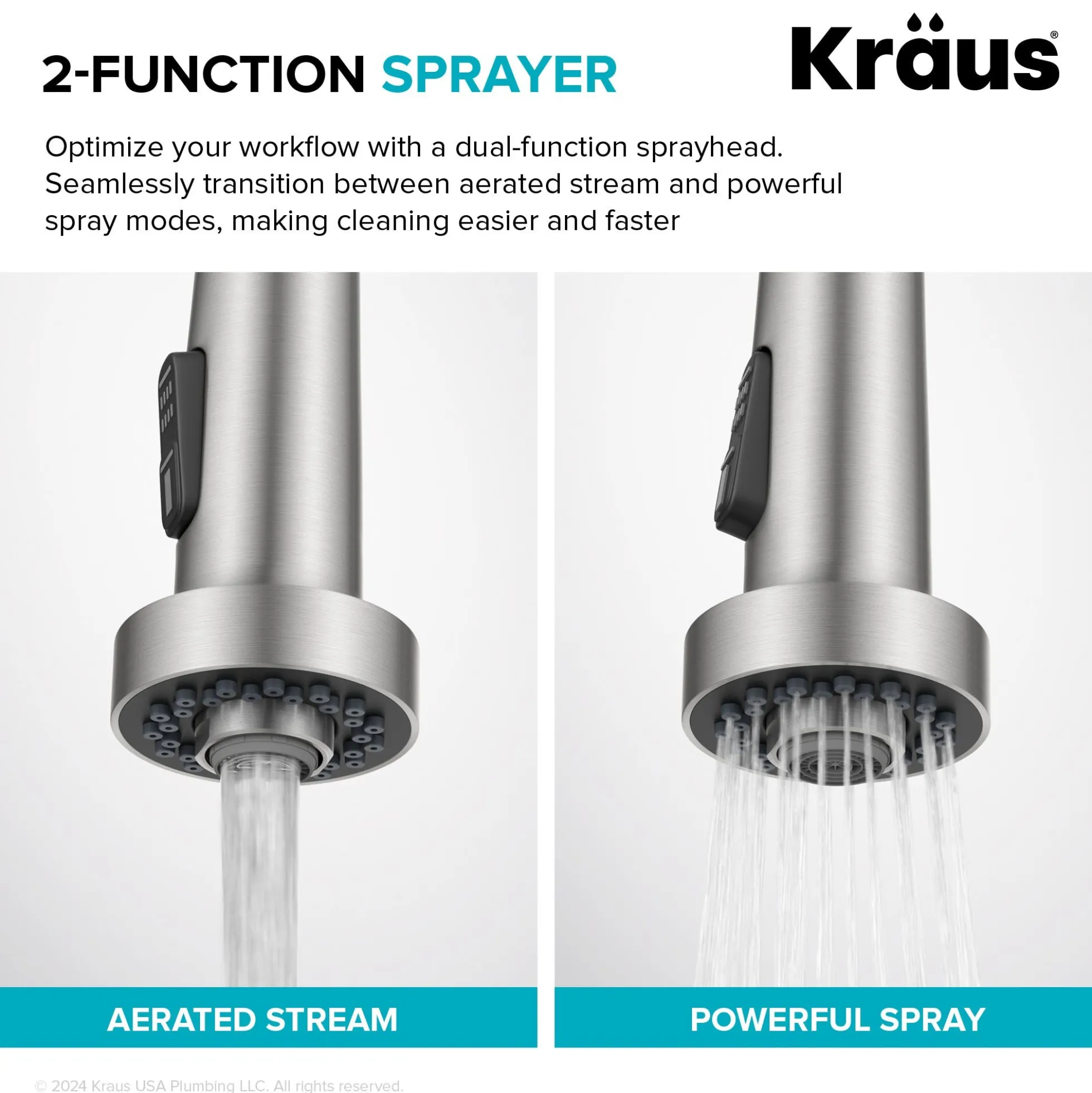Touchless Sensor 2-Function Single Handle Pull Down Kitchen Faucet in Spot-Free Brushed Brass