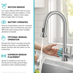 Touchless Sensor 2-Function Single Handle Pull Down Kitchen Faucet in Spot-Free Stainless Steel