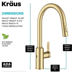 Touchless Sensor Pull-Down Single Handle Kitchen Faucet in Brushed Brass