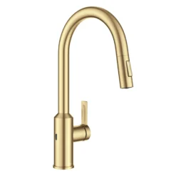 Touchless Sensor Pull-Down Single Handle Kitchen Faucet in Brushed Brass