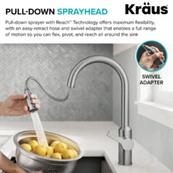 Touchless Sensor Pull-Down Single Handle Kitchen Faucet in Brushed Brass
