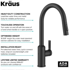 Touchless Sensor Pull-Down Single Handle Kitchen Faucet in Matte Black