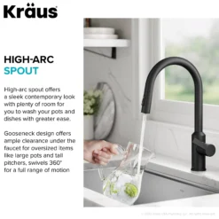Touchless Sensor Pull-Down Single Handle Kitchen Faucet in Matte Black