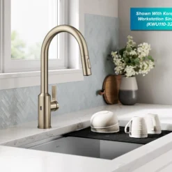 Touchless Sensor Pull-Down Single Handle Kitchen Faucet in Spot-Free Antique Champagne Bronze
