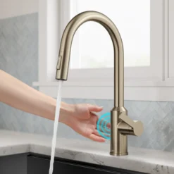 Touchless Sensor Pull-Down Single Handle Kitchen Faucet in Spot-Free Antique Champagne Bronze