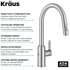 Touchless Sensor Pull-Down Single Handle Kitchen Faucet in Spot-Free Stainless Steel