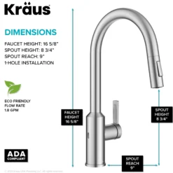 Touchless Sensor Pull-Down Single Handle Kitchen Faucet in Spot-Free Stainless Steel