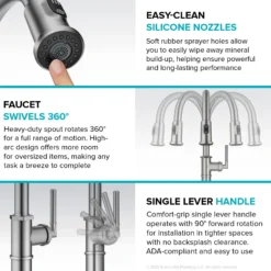 Traditional Industrial Pull-Down Single Handle Kitchen Faucet in Brushed Gold