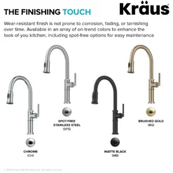Traditional Industrial Pull-Down Single Handle Kitchen Faucet in Brushed Gold