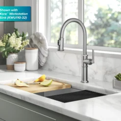 Traditional Industrial Pull-Down Single Handle Kitchen Faucet in Spot-Free Stainless Steel