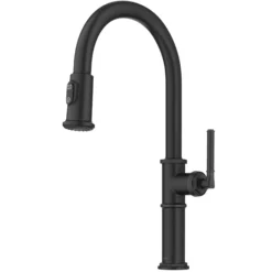 Traditional Industrial Pull-Down Single Handle Kitchen Faucet in Matte Black