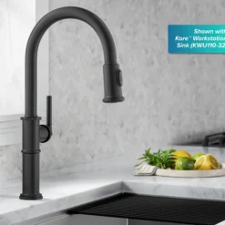 Traditional Industrial Pull-Down Single Handle Kitchen Faucet in Matte Black