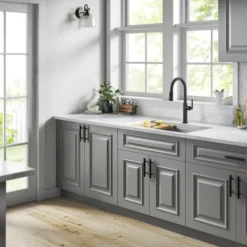 Traditional Industrial Pull-Down Single Handle Kitchen Faucet in Matte Black