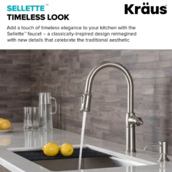 Traditional Single Handle Pull-Down Kitchen Faucet in Spot Free Stainless Steel