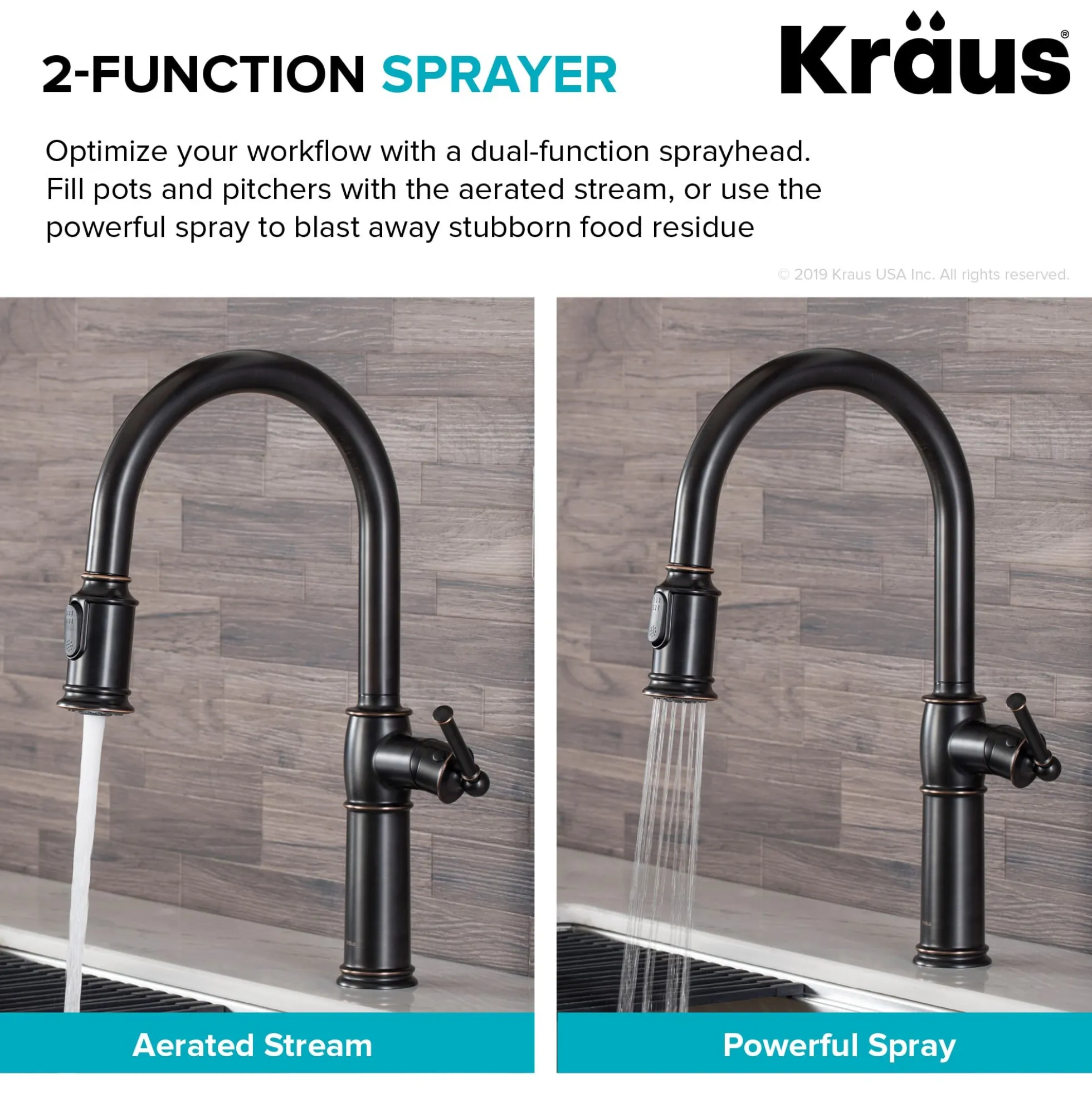 Traditional Single Handle Pull-Down Kitchen Faucet in Oil Rubbed Bronze