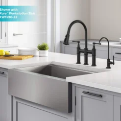 Transitional Bridge Kitchen Faucet and Water Filter Faucet Combo in Matte Black