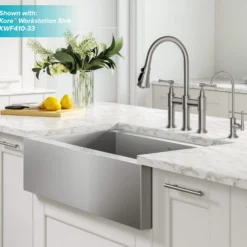 Transitional Bridge Kitchen Faucet and Water Filter Faucet Combo in Spot Free Stainless Steel