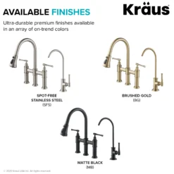 Transitional Bridge Kitchen Faucet and Water Filter Faucet Combo in Spot Free Stainless Steel