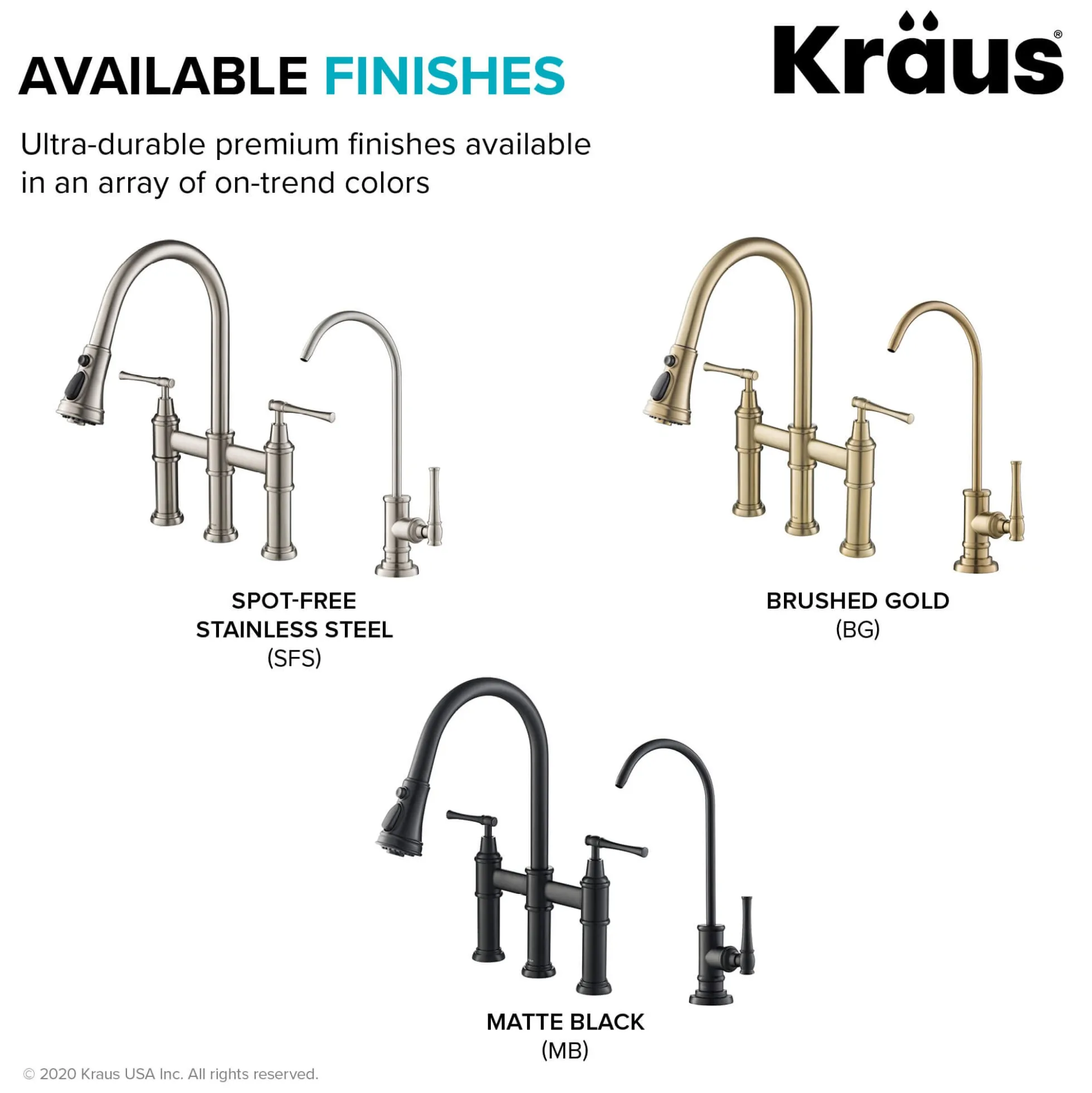 Transitional Bridge Kitchen Faucet and Water Filter Faucet Combo in Spot Free Stainless Steel
