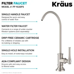 Transitional Bridge Kitchen Faucet and Water Filter Faucet Combo in Spot Free Stainless Steel