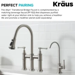 Transitional Bridge Kitchen Faucet with Pull-Down Sprayhead in Spot Free Stainless Steel