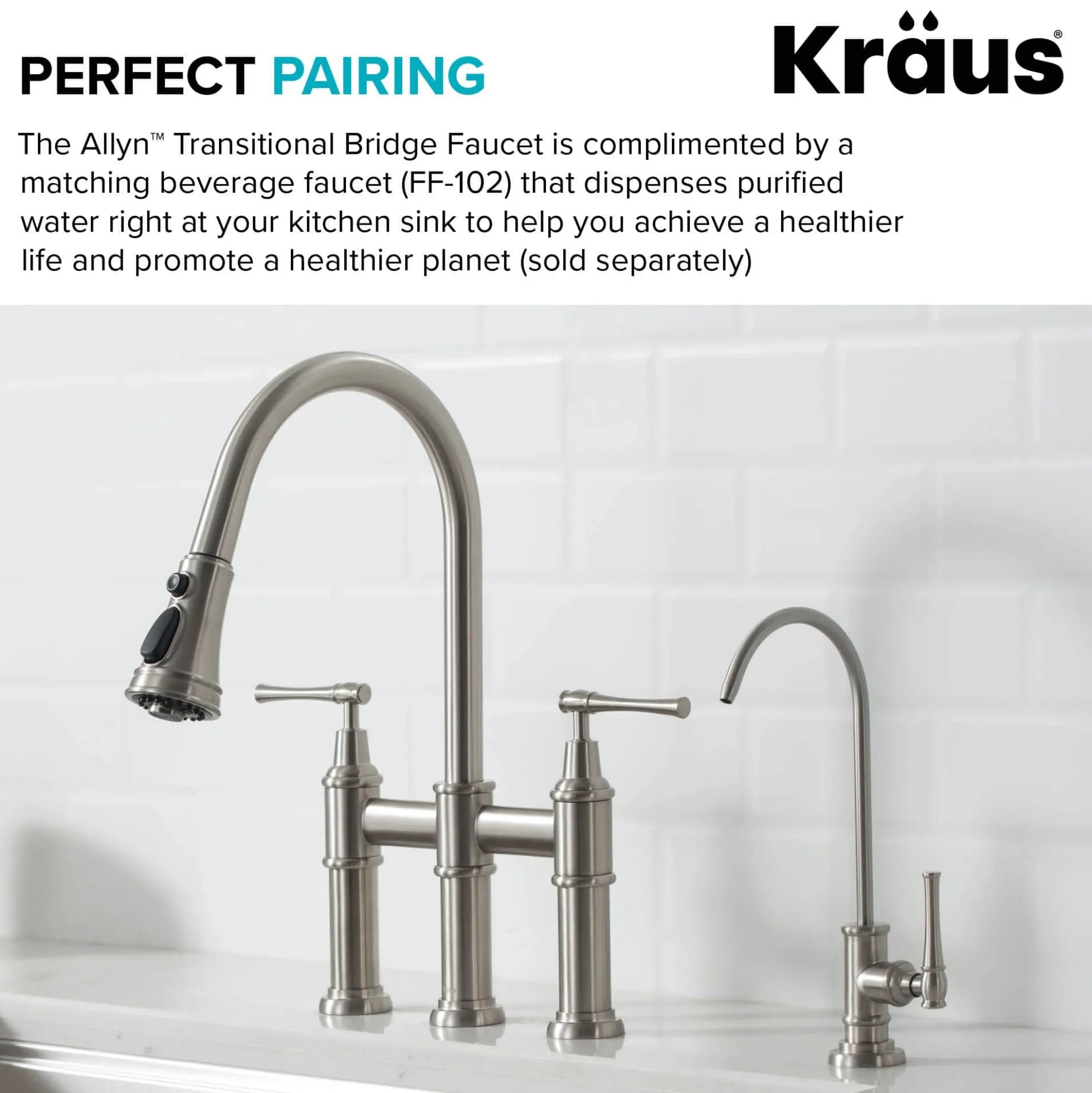 Transitional Bridge Kitchen Faucet with Pull-Down Sprayhead in Spot Free Stainless Steel