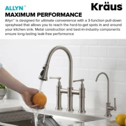 Transitional Bridge Kitchen Faucet with Pull-Down Sprayhead in Spot Free Stainless Steel