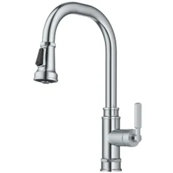 Transitional Industrial Pull-Down Single Handle Kitchen Faucet in Chrome