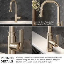 Transitional Industrial Pull-Down Single Handle Kitchen Faucet in Spot-Free Black Stainless Steel