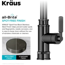 Transitional Industrial Pull-Down Single Handle Kitchen Faucet in Spot-Free Black Stainless Steel