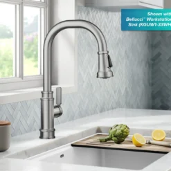 Transitional Industrial Pull-Down Single Handle Kitchen Faucet in Spot-Free Stainless Steel