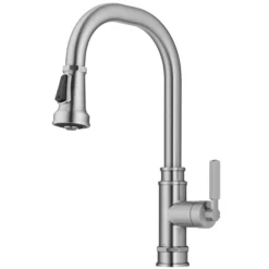 Transitional Industrial Pull-Down Single Handle Kitchen Faucet in Spot-Free Stainless Steel