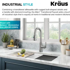 Transitional Industrial Pull-Down Single Handle Kitchen Faucet in Spot-Free Stainless Steel