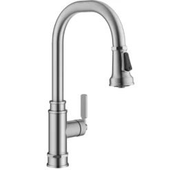 Transitional Industrial Pull-Down Single Handle Kitchen Faucet in Spot-Free Stainless Steel