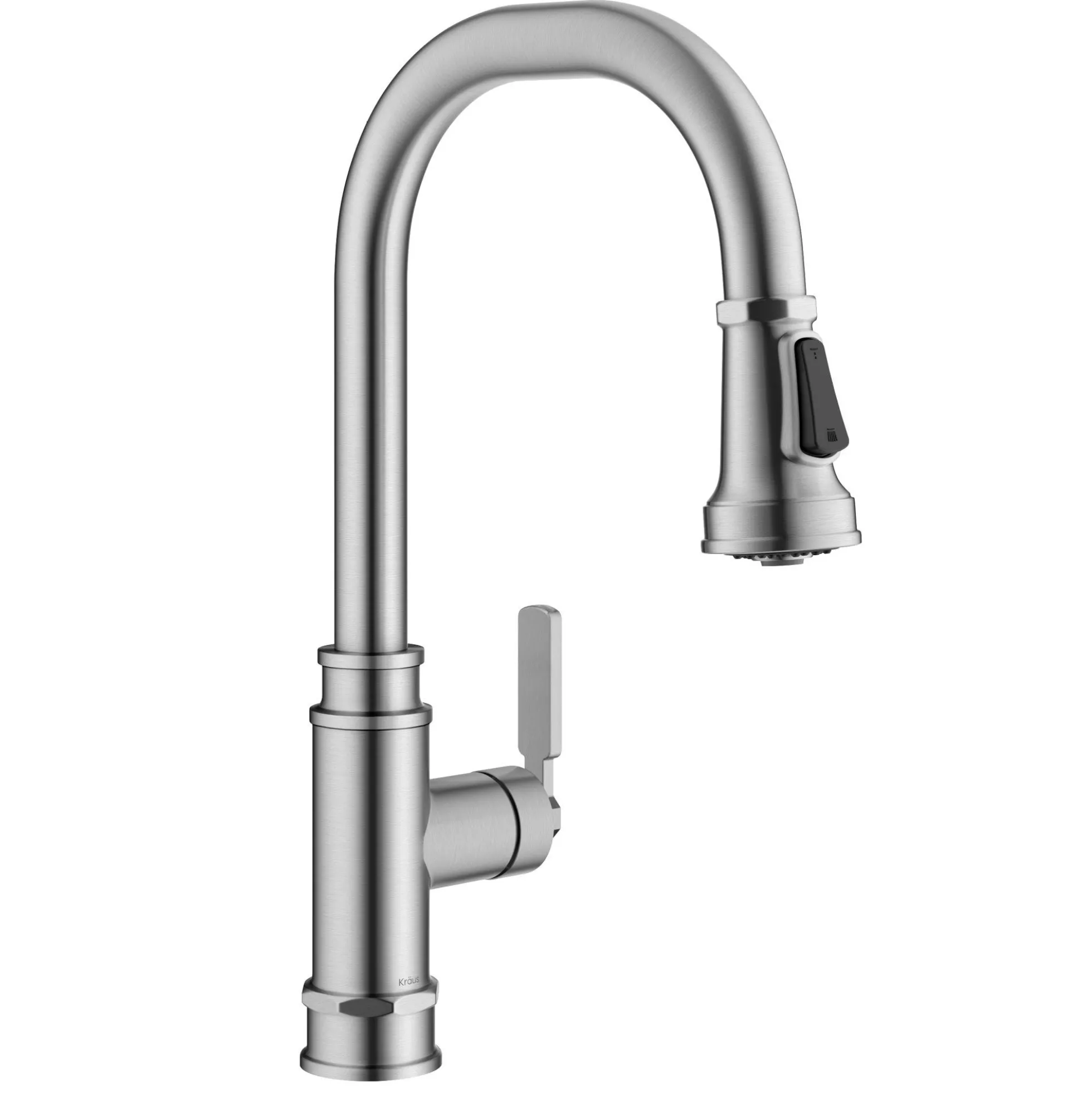 Transitional Industrial Pull-Down Single Handle Kitchen Faucet in Spot-Free Stainless Steel