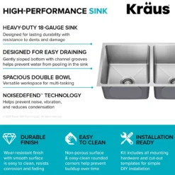 33” Undermount Double Bowl 18-Gauge Stainless Steel Kitchen Sink