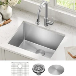 24" Undermount 16 Gauge Stainless Steel Single Bowl Laundry Utility Sink