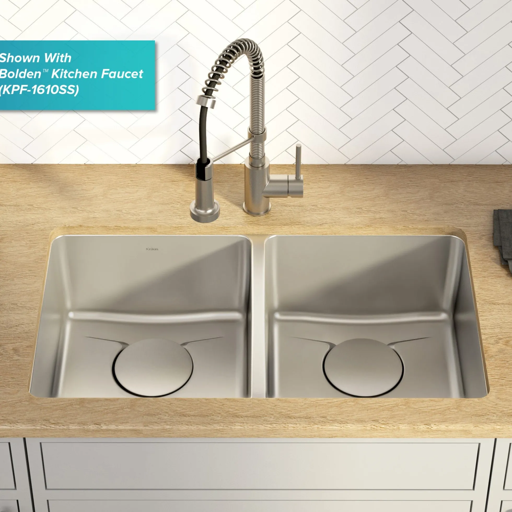 33" Undermount 16 Gauge Stainless Steel 50/50 Double Bowl Kitchen Sink with DrainAssure Waterway