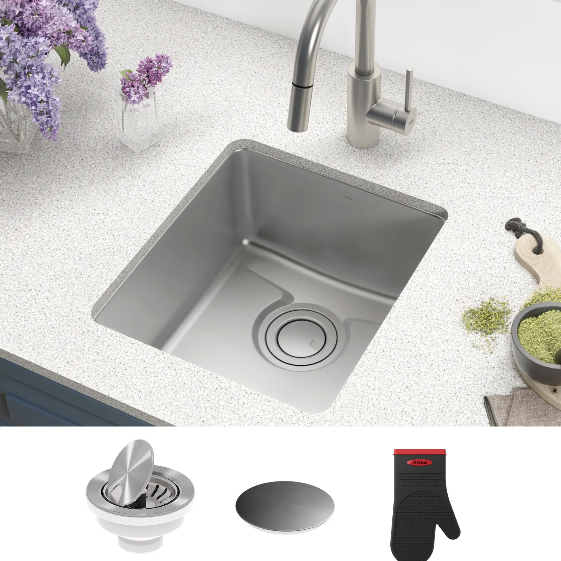 17" Undermount 16 Gauge Stainless Steel Single Bowl Kitchen Bar Sink with DrainAssure Waterway