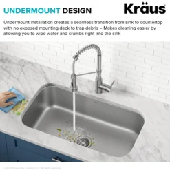 32” Undermount 18 Gauge Stainless Steel Single Bowl Kitchen Sink