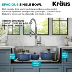 32” Undermount 18 Gauge Stainless Steel Single Bowl Kitchen Sink