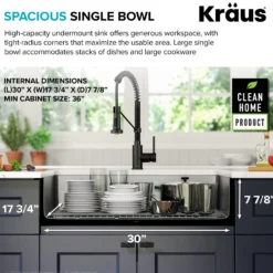 32" Undermount 16 Gauge Stainless Steel Single Bowl Kitchen Sink
