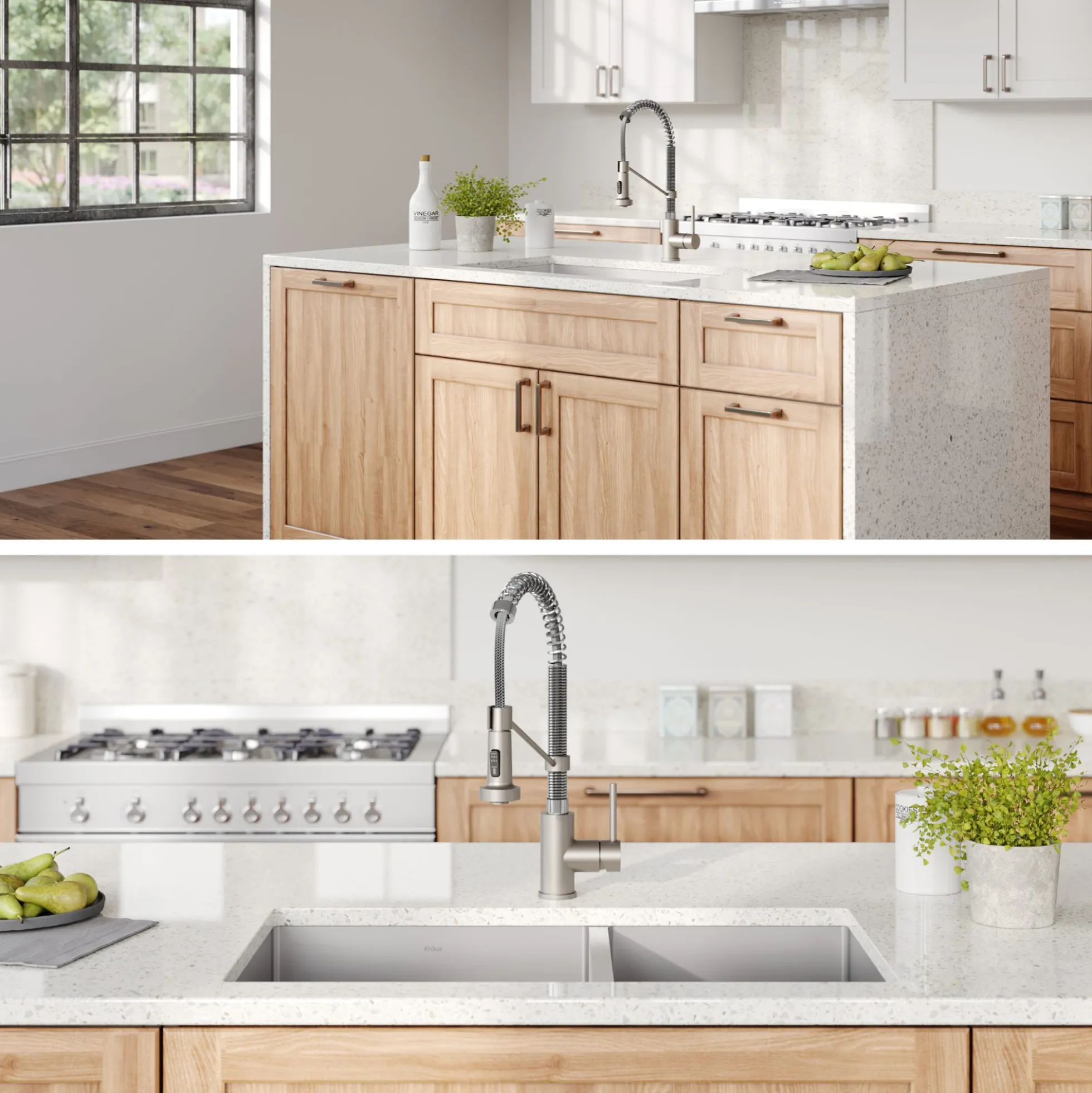 33" Undermount Kitchen Sink w/ Bolden Commercial Pull-Down Faucet and Soap Dispenser in Stainless Steel/Chrome